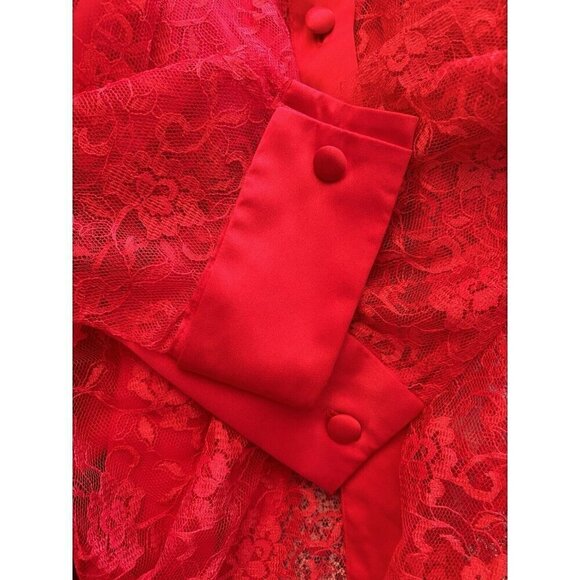 Vintage Victorias Secret Womens Size Small Red Lace Sleep Shirt Long Sleeve - Picture 4 of 5